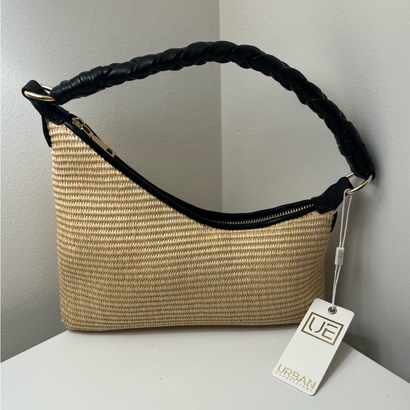 Urban Expressions Tan and Black Woven Shoulder Bag w/ crossbody strap - NWT - Picture 1 of 3